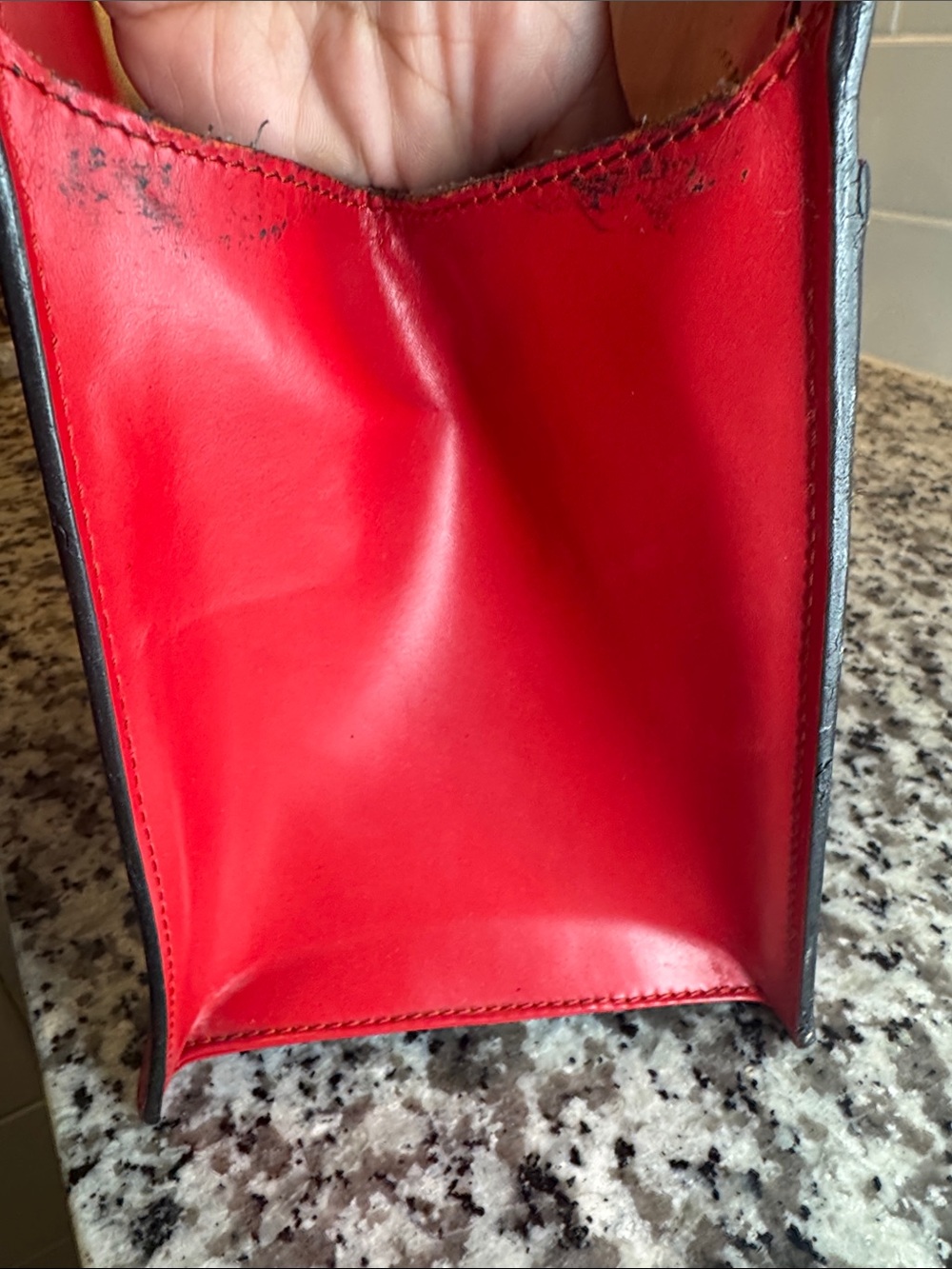 Louis Vuitton Red Textured Leather Pouch - Picture 8 of 8